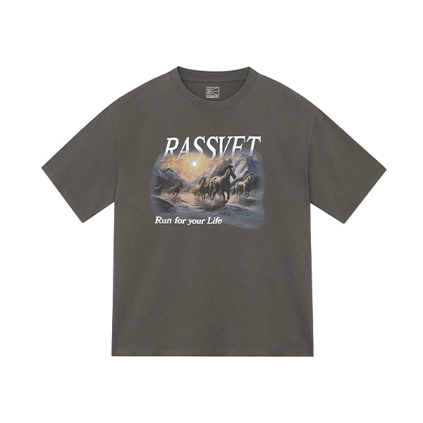 Rassvet - Horses tee - Washed Black
