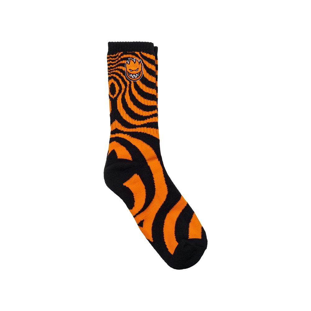 Spitfire - Big Head Swirl Black Orange Crew Socks