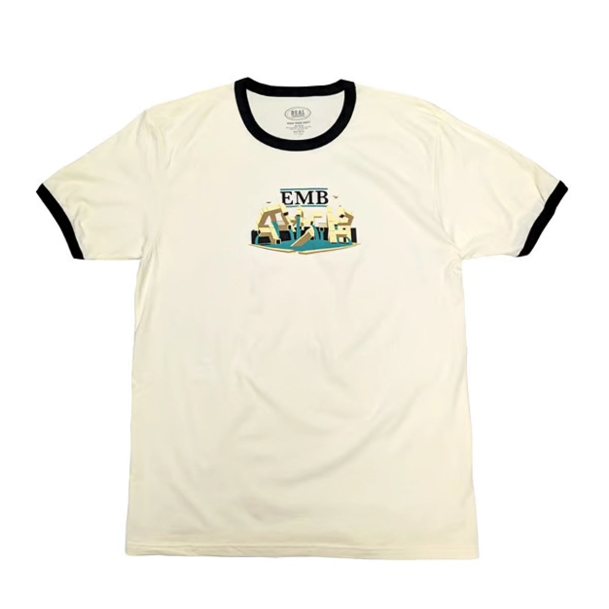 Real - EMB Ringer Tee - OffWhite/Black