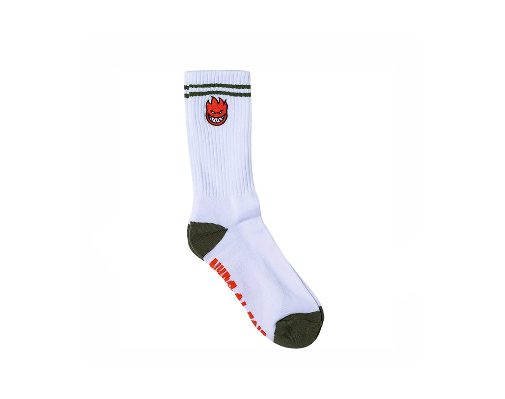 Spitfire - Bighead Fill Emb Socks - White/ Olive