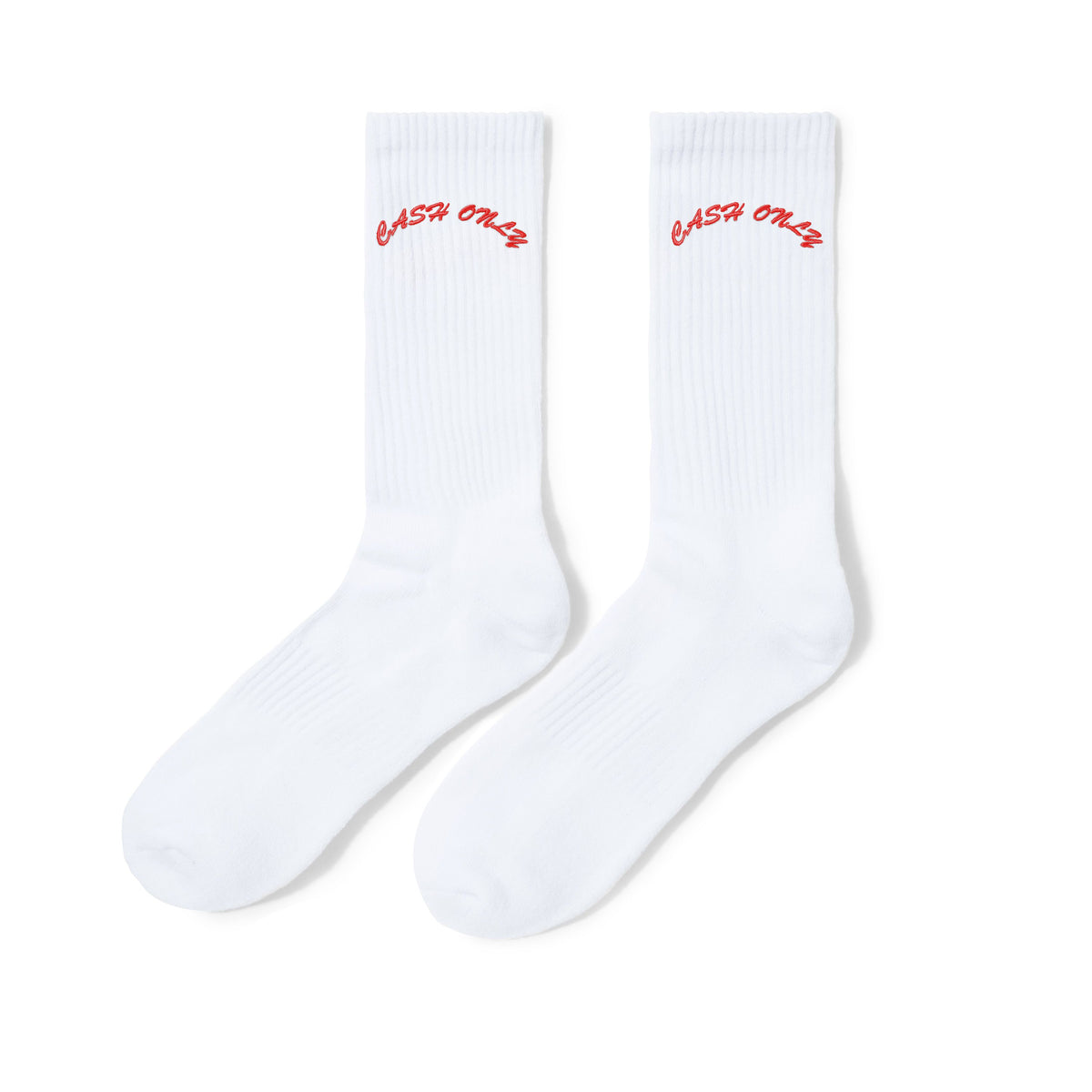 Cash Only - Logo Crew Socks - White
