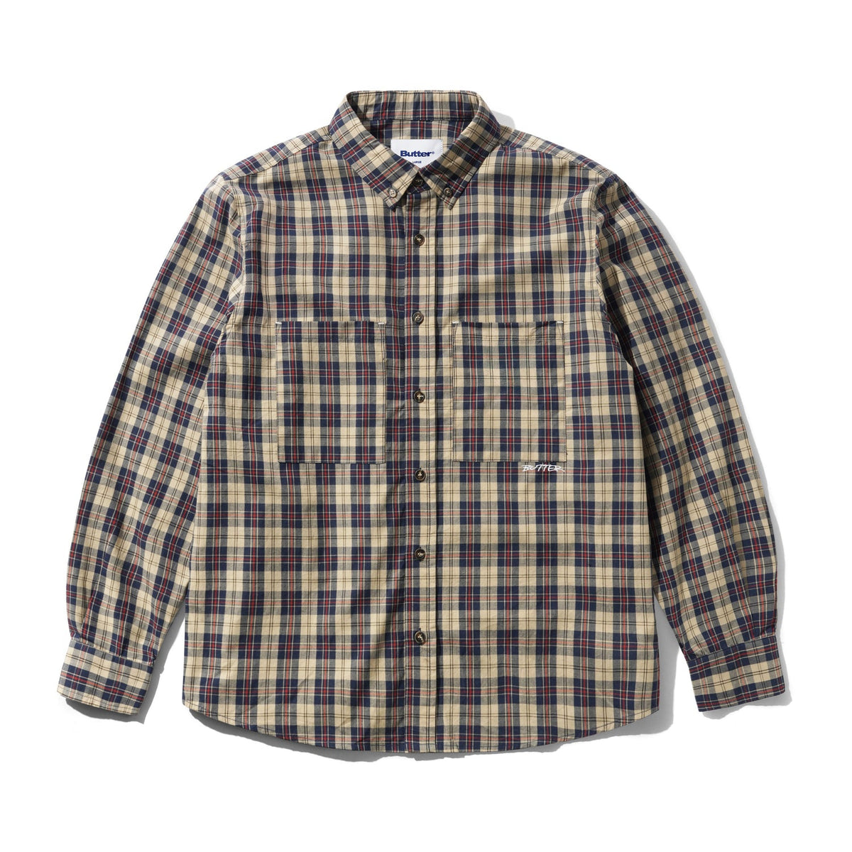 Butter - Plaid Shirt - Beige/Navy