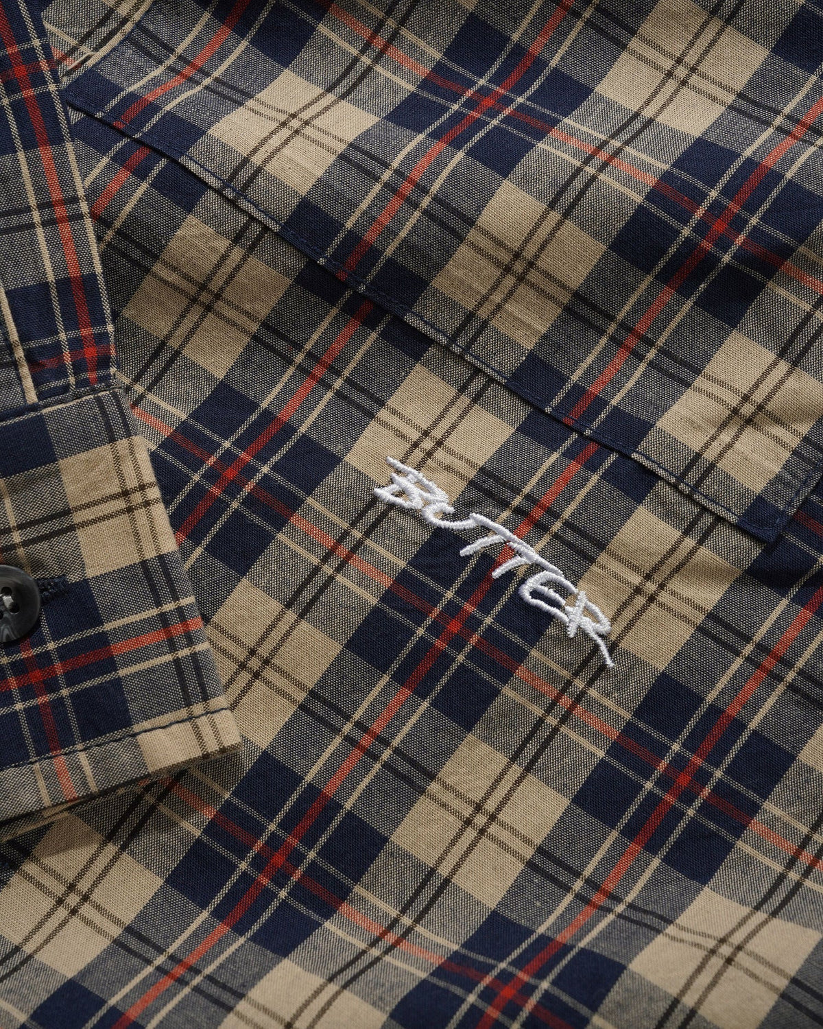 Butter - Plaid Shirt - Beige/Navy
