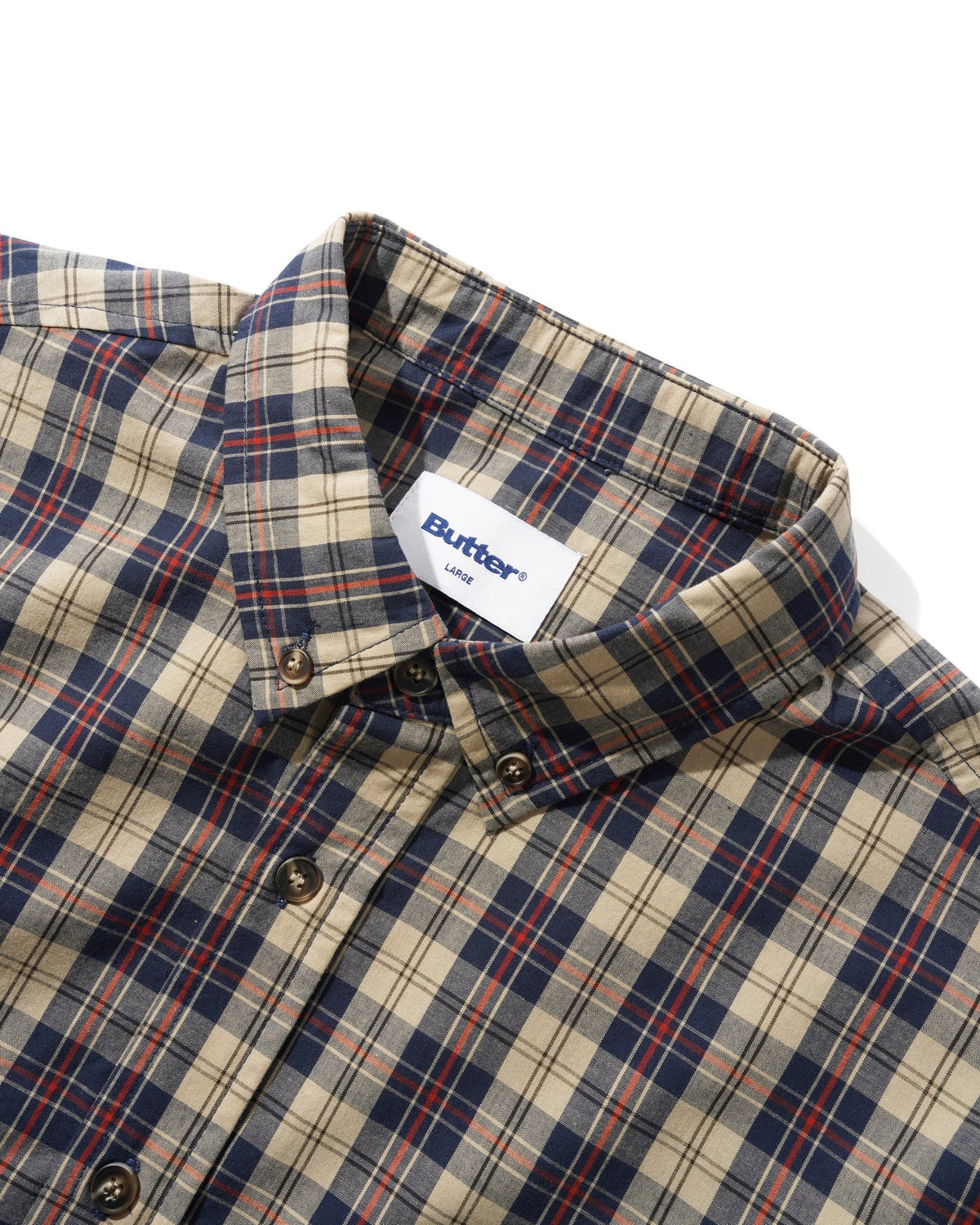 Butter - Plaid Shirt - Beige/Navy