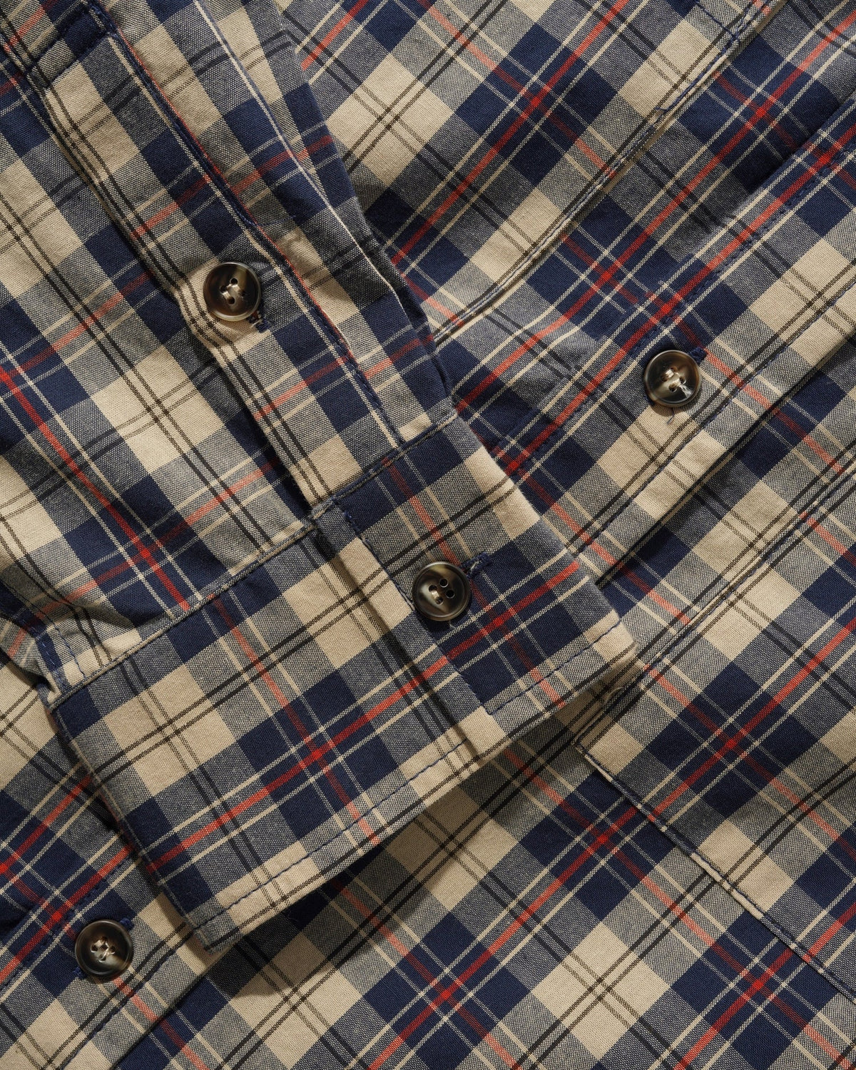 Butter - Plaid Shirt - Beige/Navy