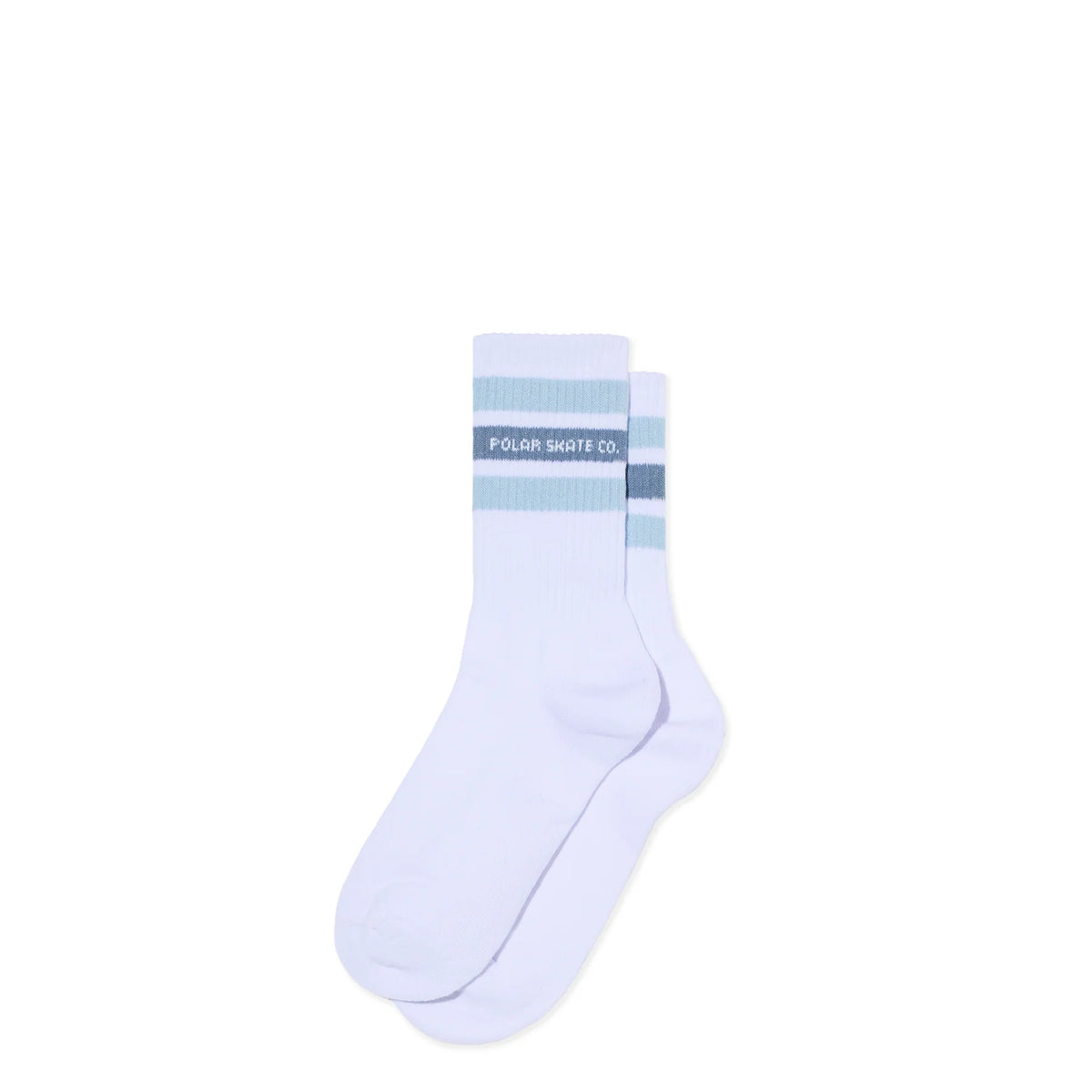 Polar - Rib Socks Fat Strips - White/Light Blue