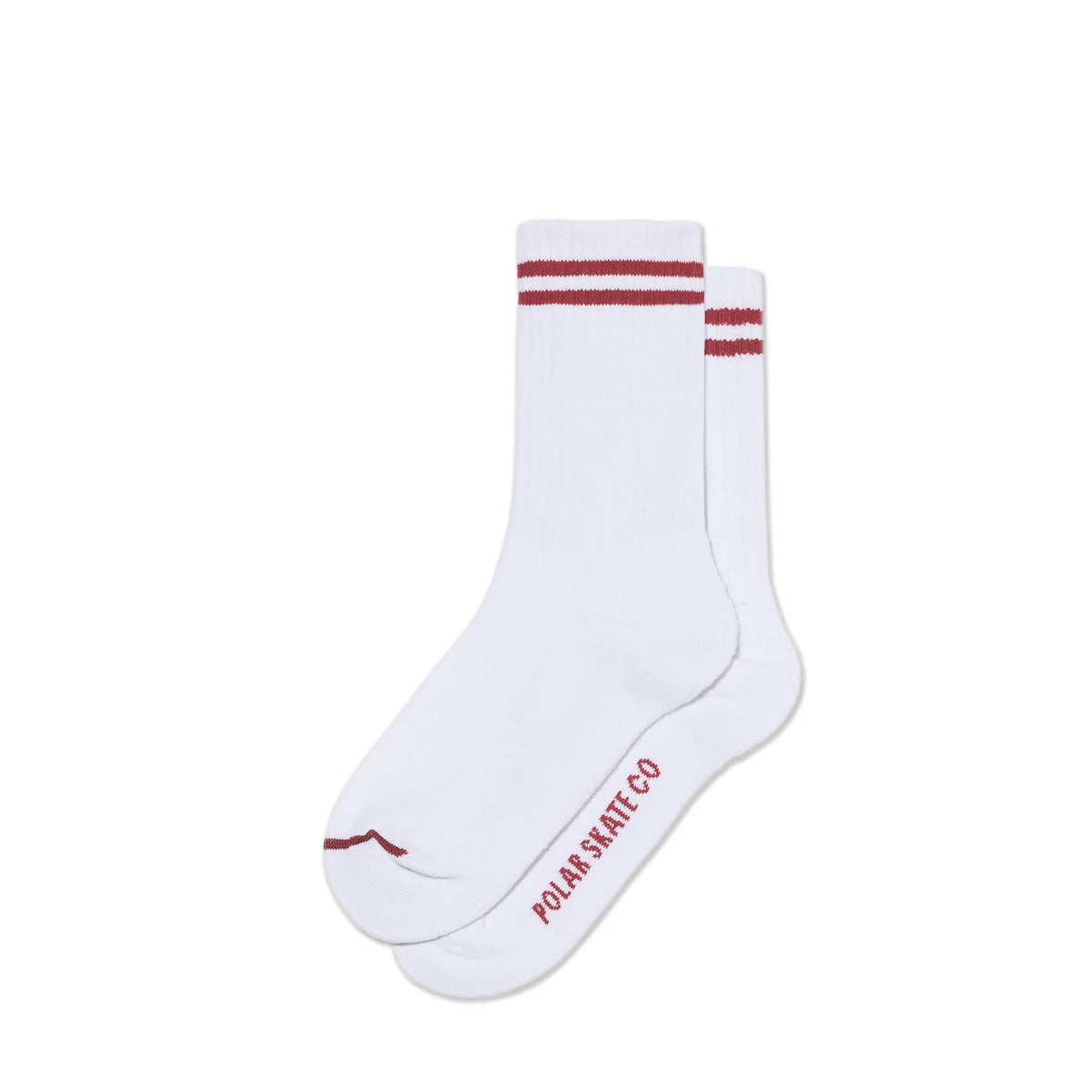 Polar - Rib Socks 2 Stripes - White/Cherry