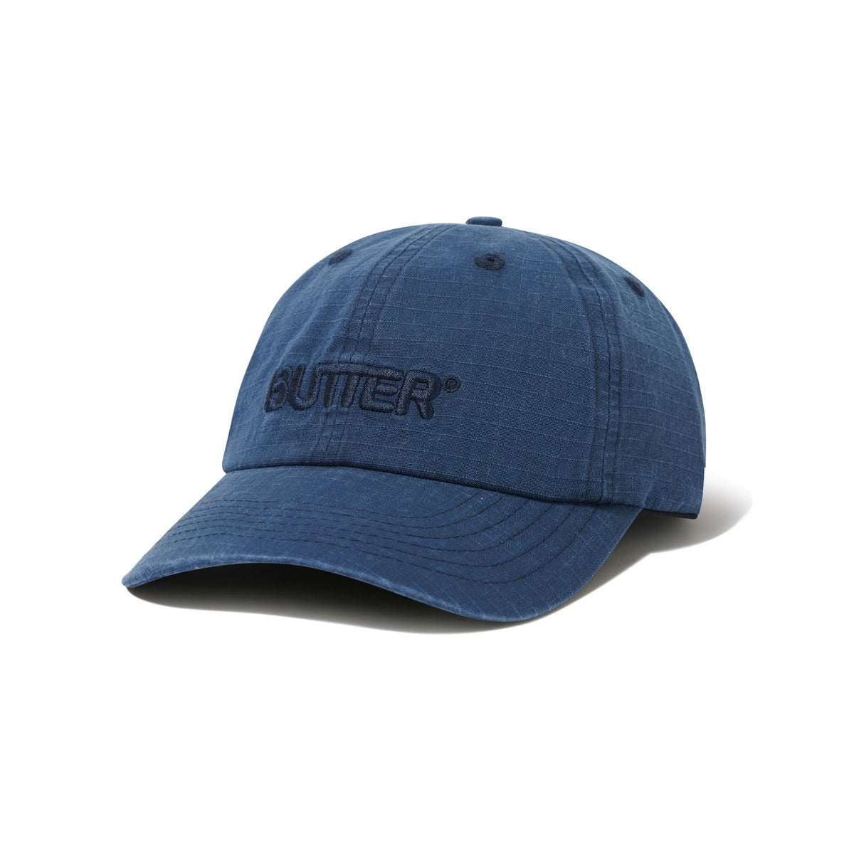 Butter - Ripstop Rounded Logo 6 Panel Cap - Washed Navy