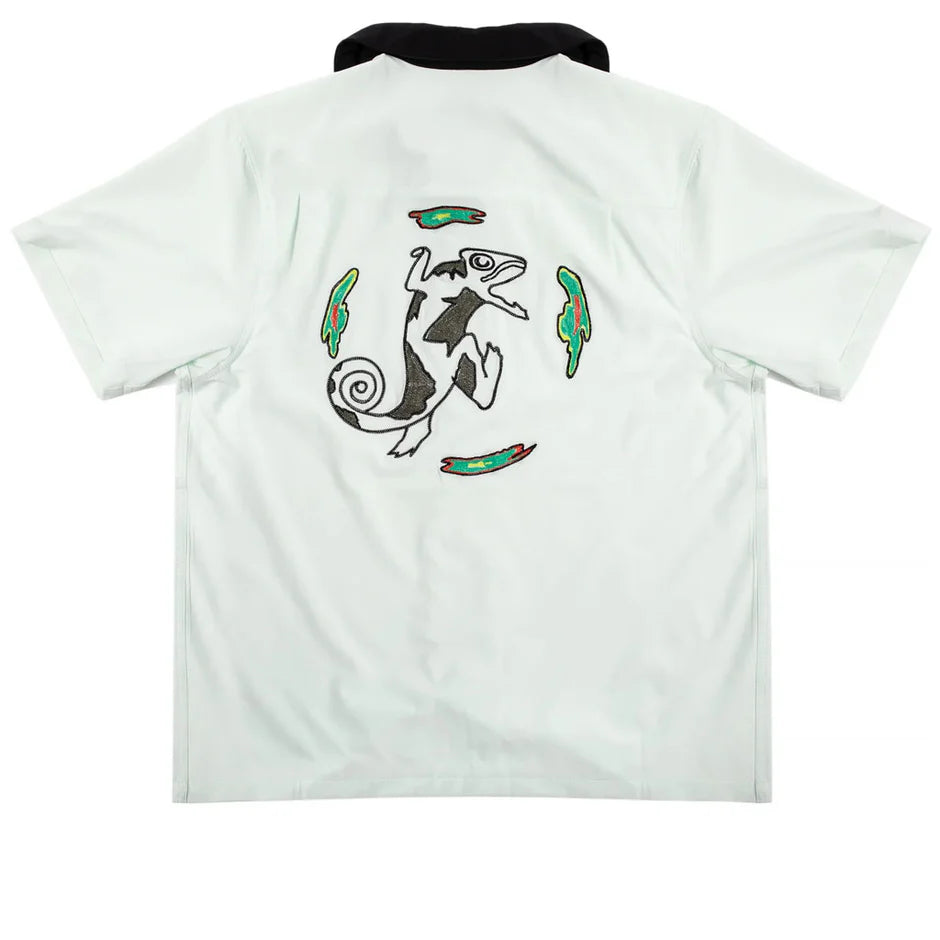 Nike SB Olympics - Short-Sleeve Button-Up Skate Bowler Shirt - Barely Green/Black