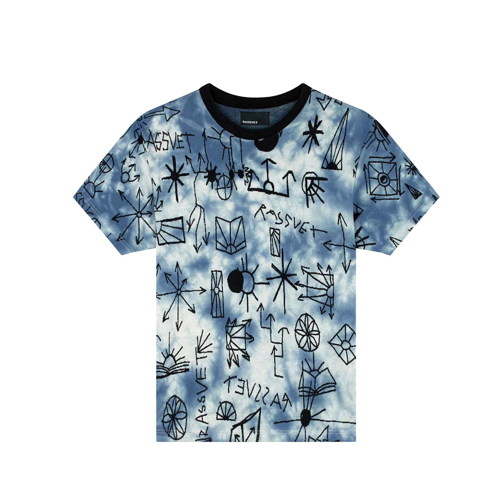 Rassvet - Scribble Jacquard Tie Dye Tee - Blue